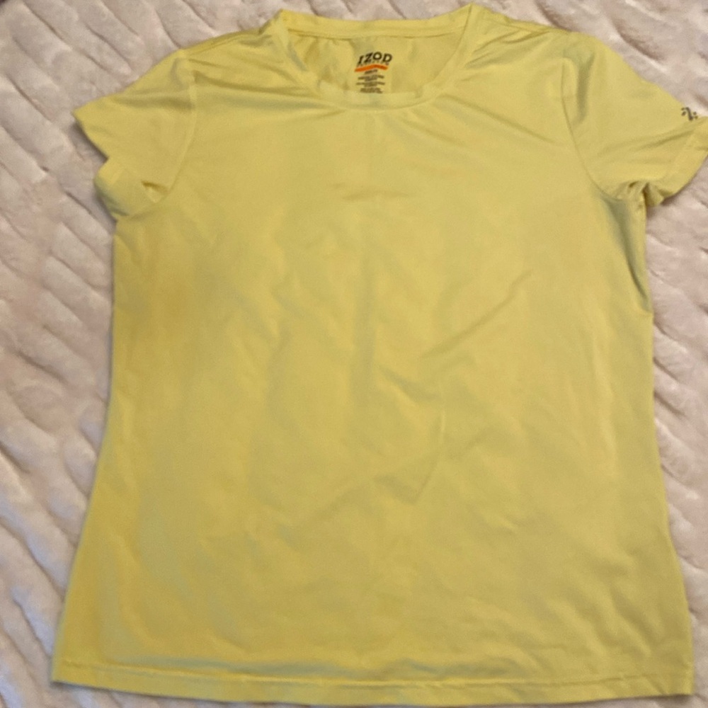 Izod Cool-Fx stretchy yellow short sleeved athletic T-shirt